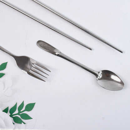 Wukusy portable camping cutlery set with 4 utensils and carrying case, ideal for travel and outdoor dining.