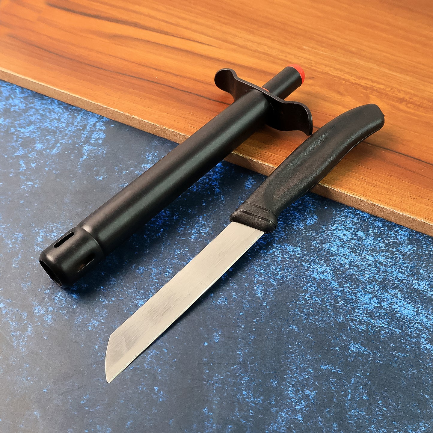 Wukusy premium kitchen knife and gas lighter combo set, stainless steel blades with ergonomic handles and a safety gas lighter.