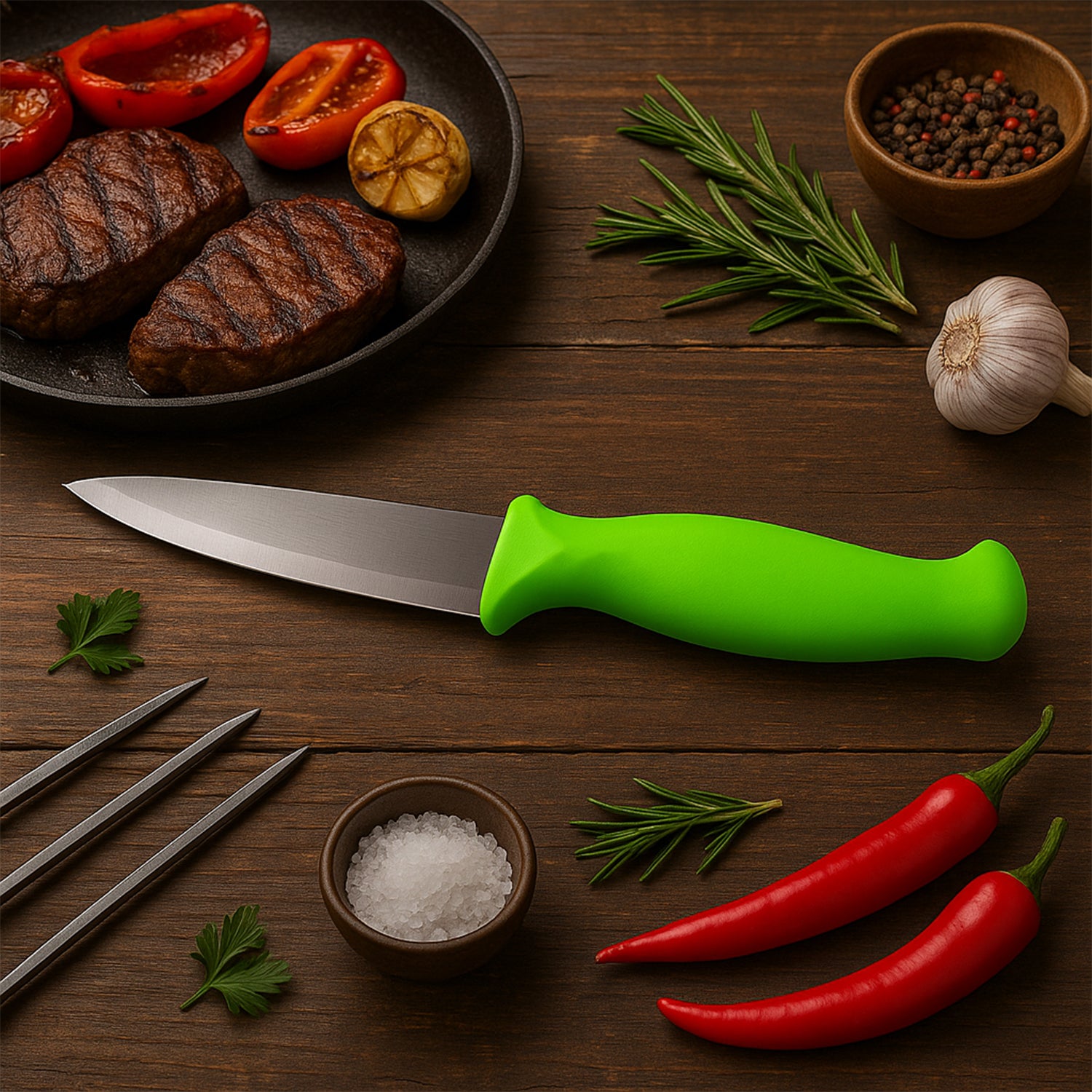 Wukusy premium stainless steel kitchen knife for versatile use, featuring a sharp blade and ergonomic handle for home cooking tasks.
