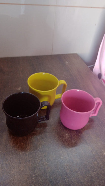 Wukusy premium plastic coffee and tea mug with handle in mixed colors, 1-piece, perfect for home and kitchen use.