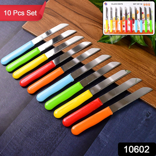 Set of 10 premium stainless steel handle plain knives from Wukusy, ideal for home kitchen use.