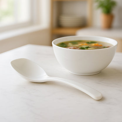 Wukusy premium rice serving spoon in a natural wood finish, designed for serving rice and other grains in the kitchen.