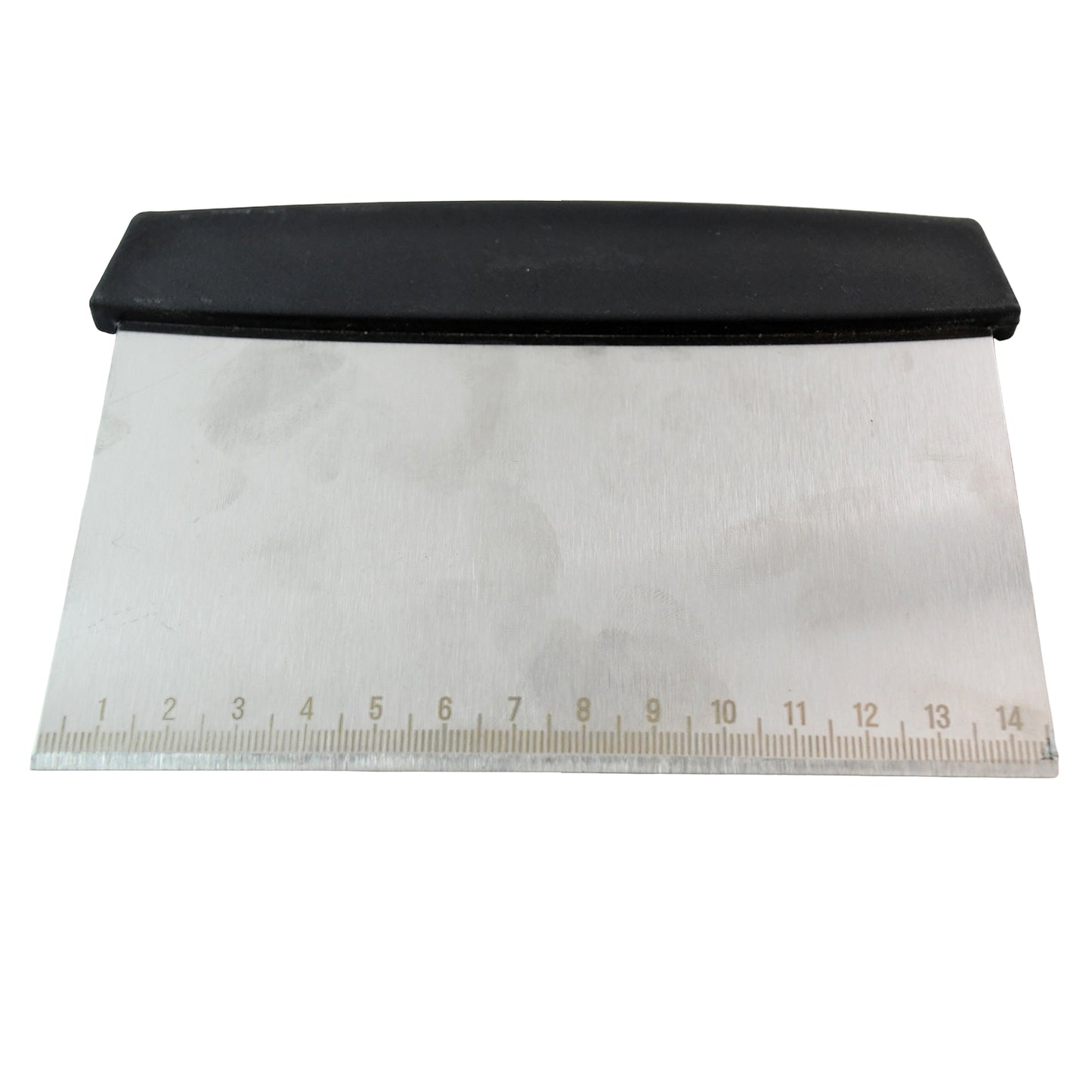 Wukusy premium stainless steel dough scraper for home and kitchen use, with a sturdy handle and wide scraping blade.
