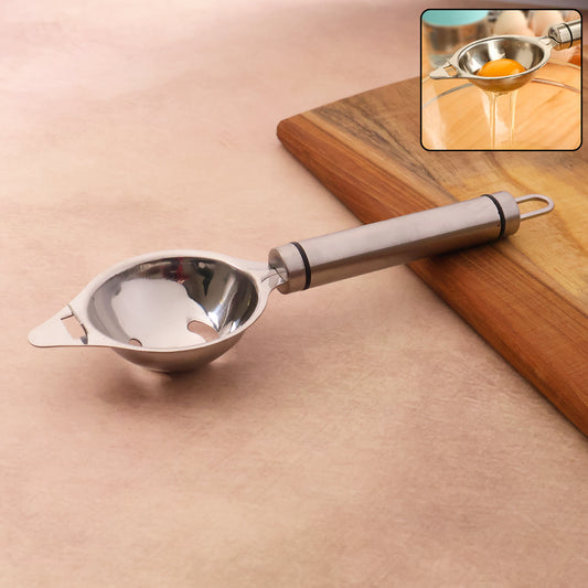 Wukusy premium stainless steel egg separator tool for kitchen use, designed to easily separate egg yolks and whites.