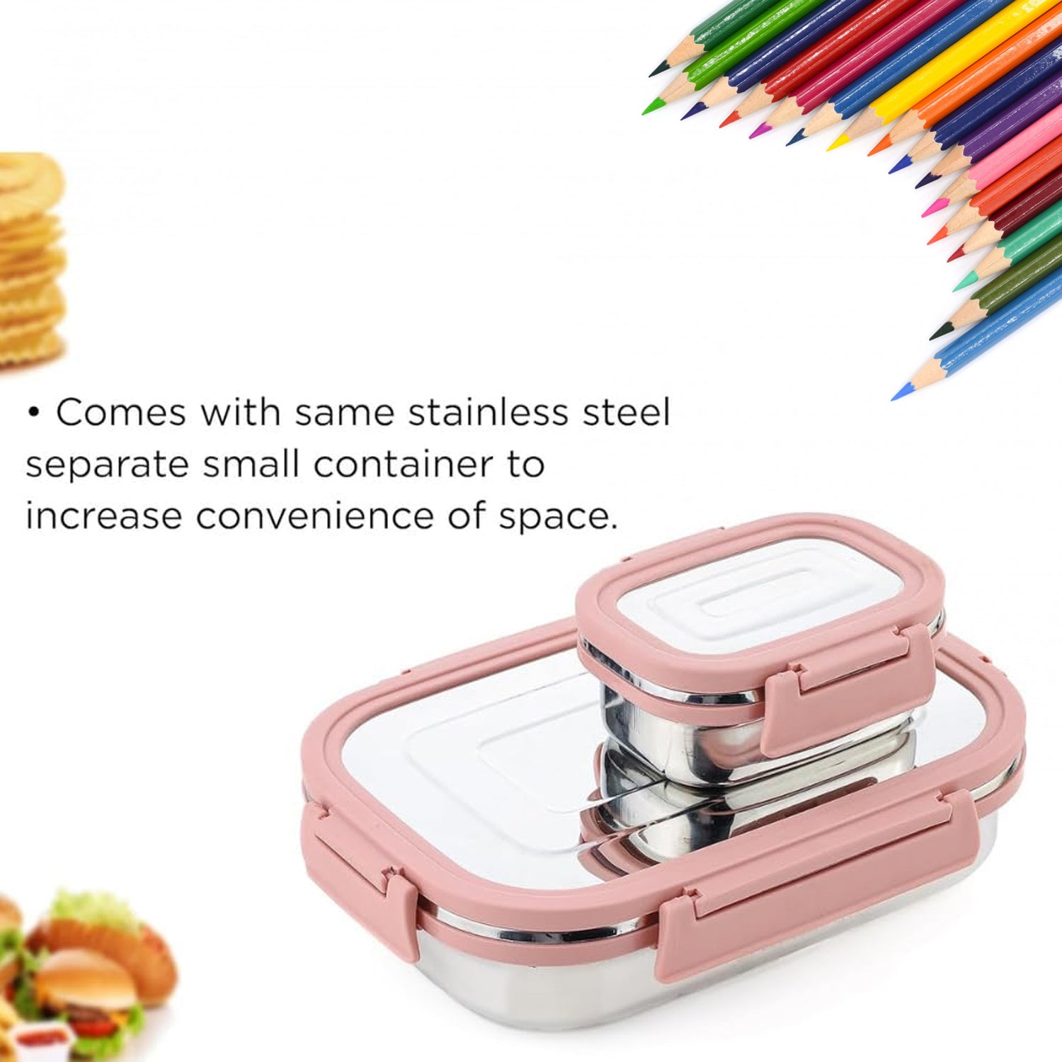 Wukusy stainless steel leak-proof airtight lunch boxes, 900ml and 200ml, set of 2, perfect for home and kitchen storage.