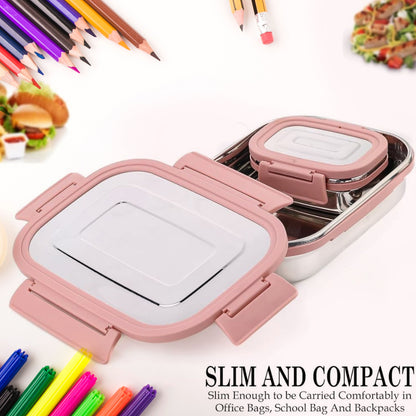 Wukusy stainless steel leak-proof airtight lunch boxes set with 900ml and 200ml containers for home and kitchen use.