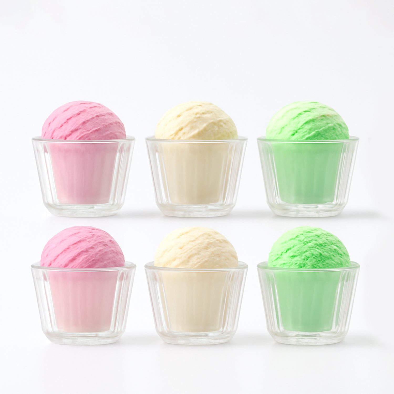 Six clear plastic dessert bowls from Wukusy, transparent and durable, ideal for serving desserts in a home and kitchen setting.