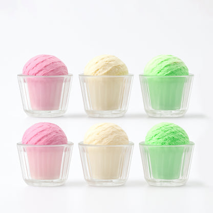 Six clear plastic dessert bowls from Wukusy, transparent and durable, ideal for serving desserts in a home and kitchen setting.