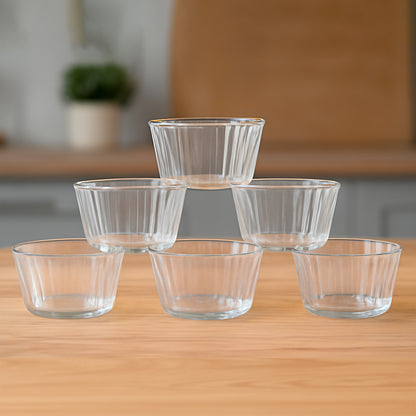 Six transparent plastic dessert bowls from Wukusy, perfect for serving desserts and snacks in a stylish home and kitchen setting.