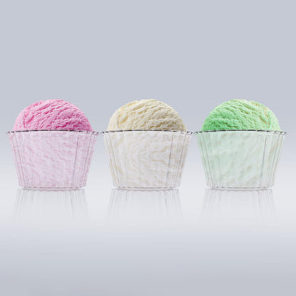 Six clear plastic dessert bowls from Wukusy, transparent set for serving desserts and snacks in the home and kitchen.