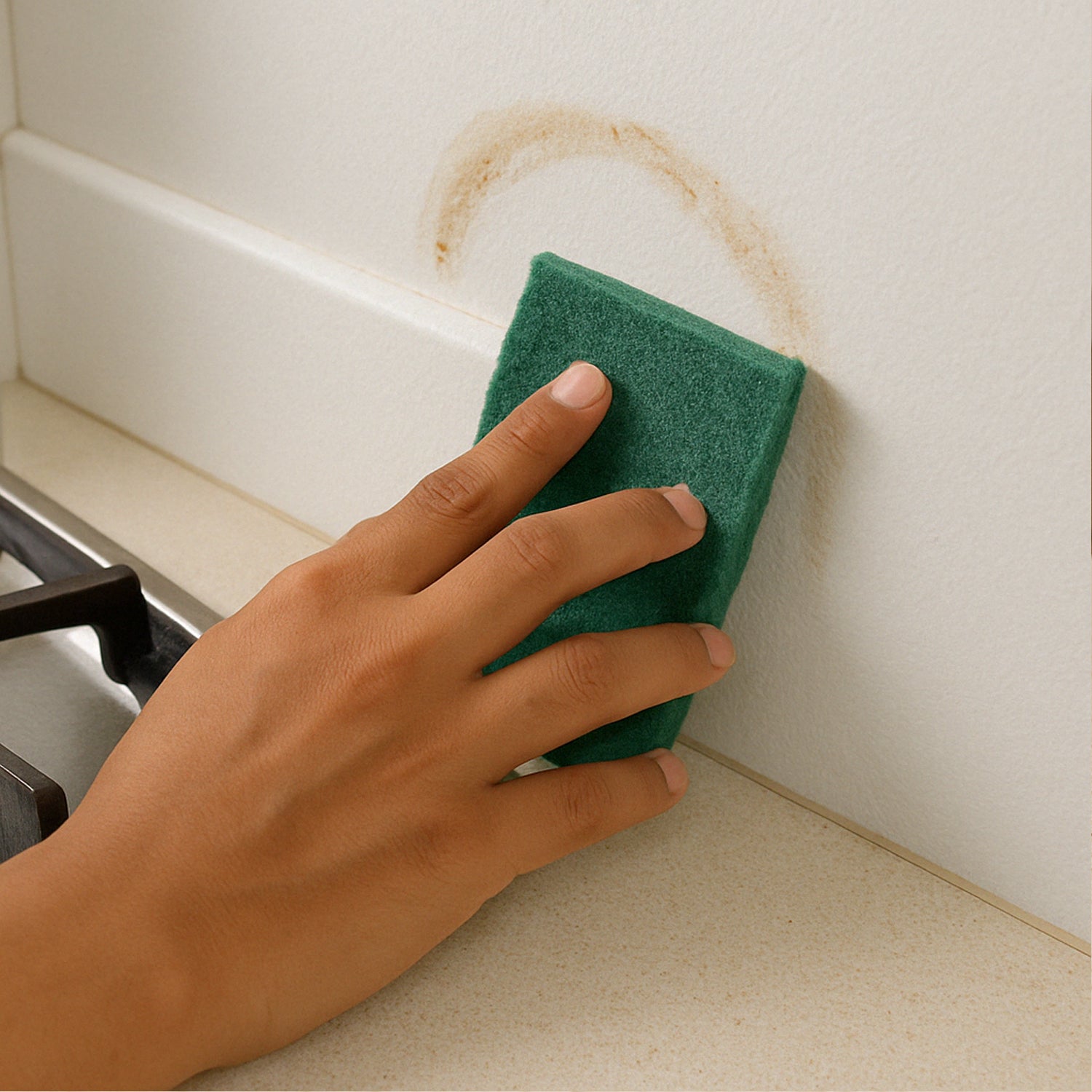 Wukusy heavy-duty kitchen scrubber pad, 4x6 inch, ideal for cleaning pots, pans, and kitchen surfaces.