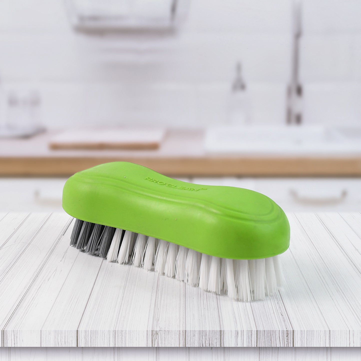 Wukusy Pro Clean multi-purpose cloth washing brush with plastic handle, ideal for cleaning dishes and surfaces.