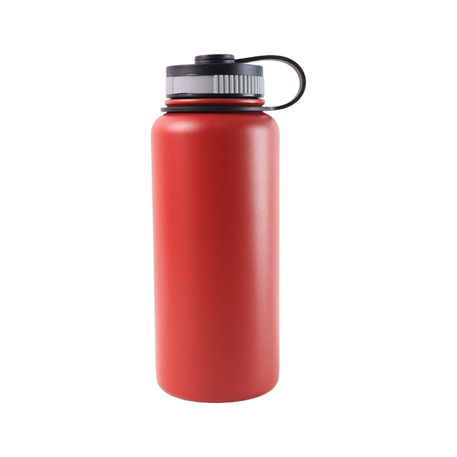 Red stainless steel Wukusy double wall vacuum-insulated water bottle, 1000 ml, ideal for keeping beverages hot or cold.