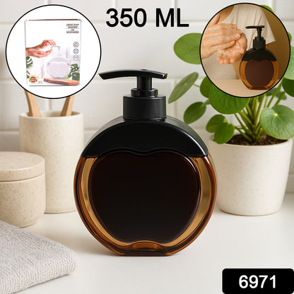 Refillable liquid soap dispenser from Wukusy, 350 ml capacity, with a sleek pump and transparent container for kitchen or bathroom use.