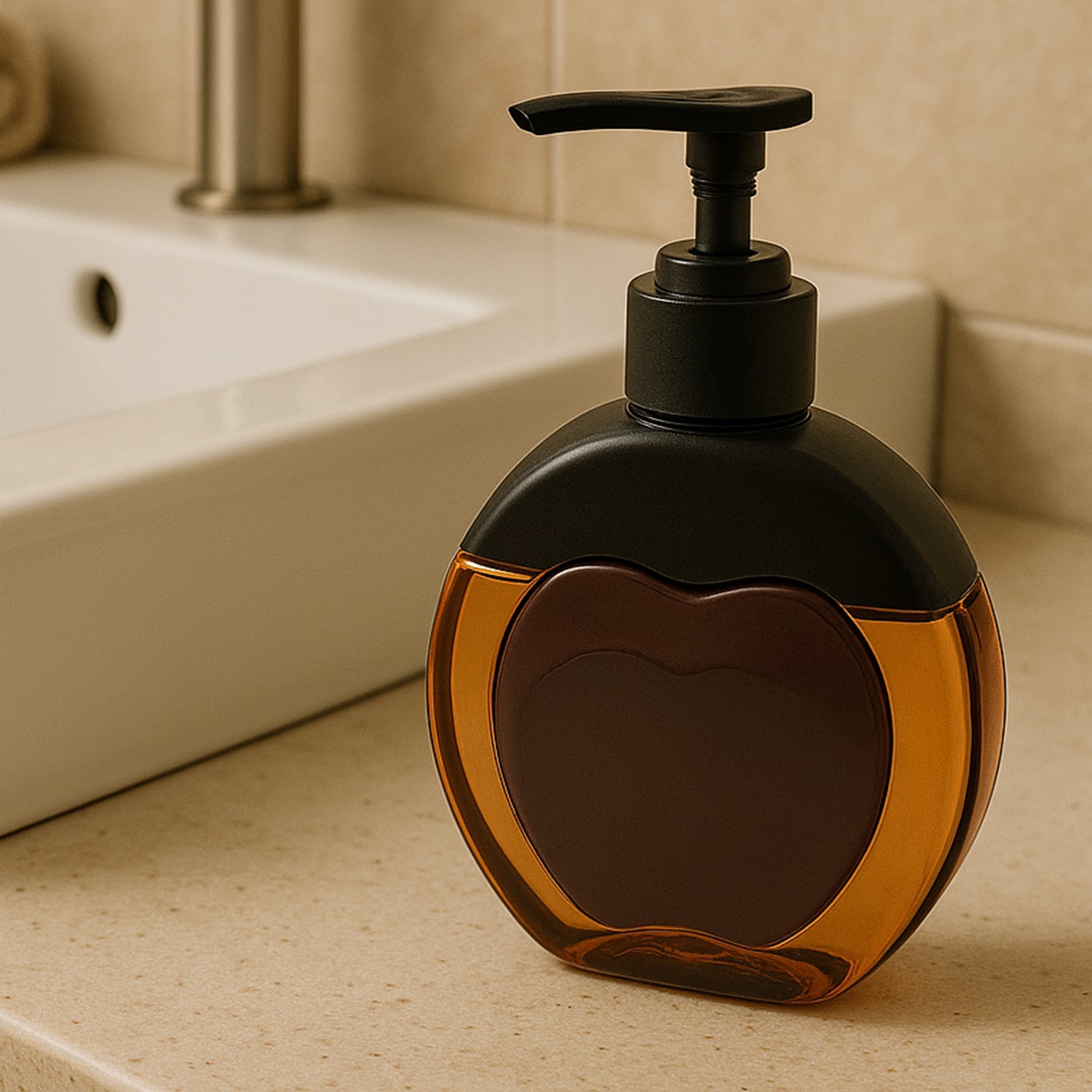 Refillable liquid soap dispenser from Wukusy, 350 ml capacity, plastic pump and clear container for home and kitchen use.