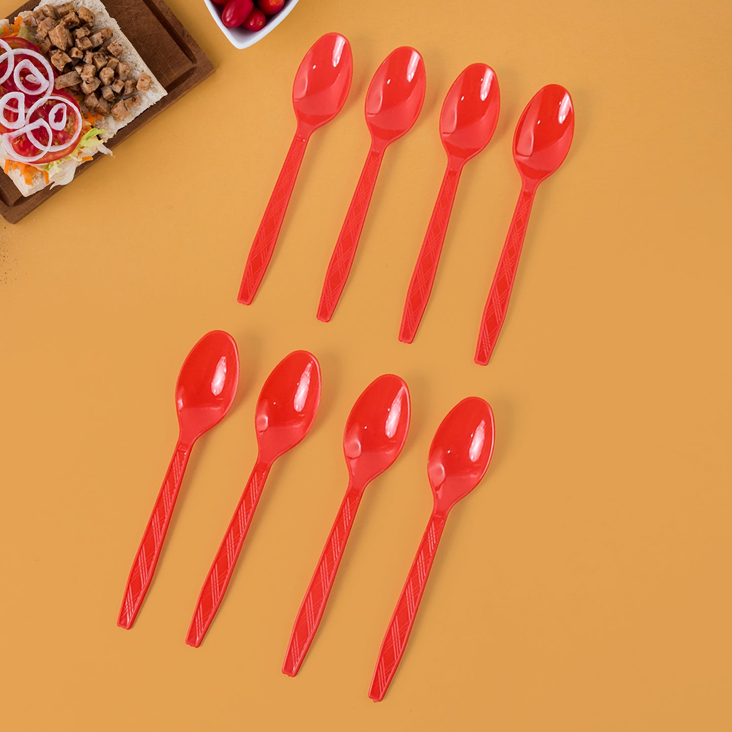 Set of 8 reusable plastic dining spoons by Wukusy, ideal for home and kitchen use, with a sleek, durable design.