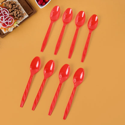 Set of 8 reusable plastic dining spoons by Wukusy, ideal for home and kitchen use, with a sleek, durable design.