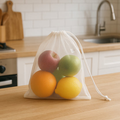 Wukusy reusable mesh produce bags set of 2 for grocery shopping, breathable and eco-friendly for fruits and vegetables.