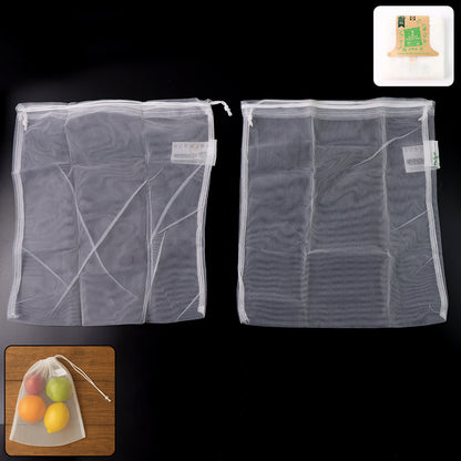 Two reusable mesh produce bags from Wukusy, eco-friendly home and kitchen storage for fruits and vegetables.