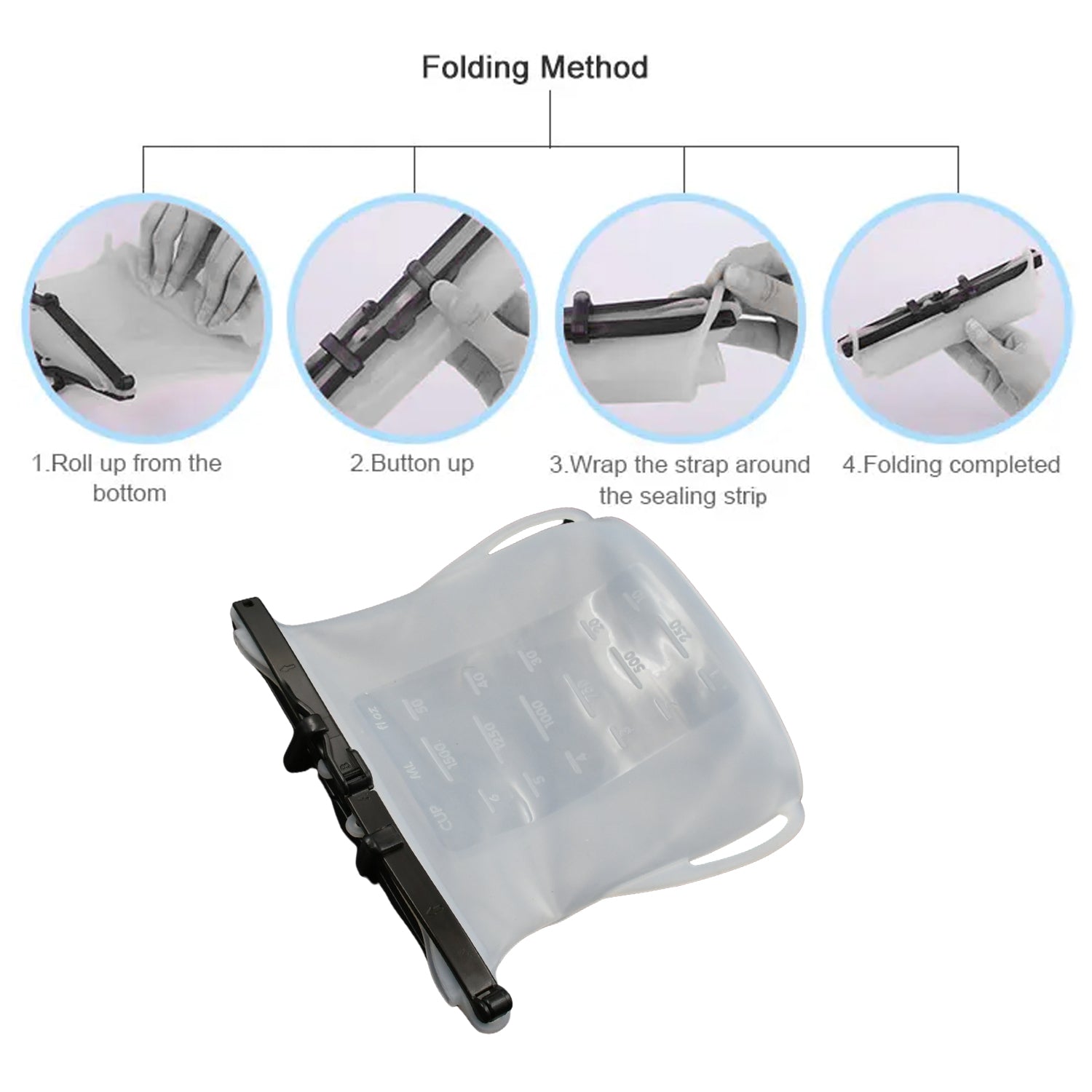 Wukusy reusable silicone food storage bag set with leakproof lock, flat bottom design, suitable for freezer, microwave, and dishwasher.
