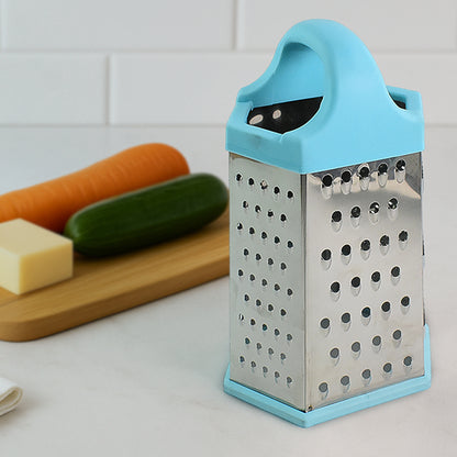 Wukusy Ritu Heavy-duty 7-in-1 Multipurpose Stainless Steel Hexagonal Grater for kitchen use, showing its various grating surfaces.