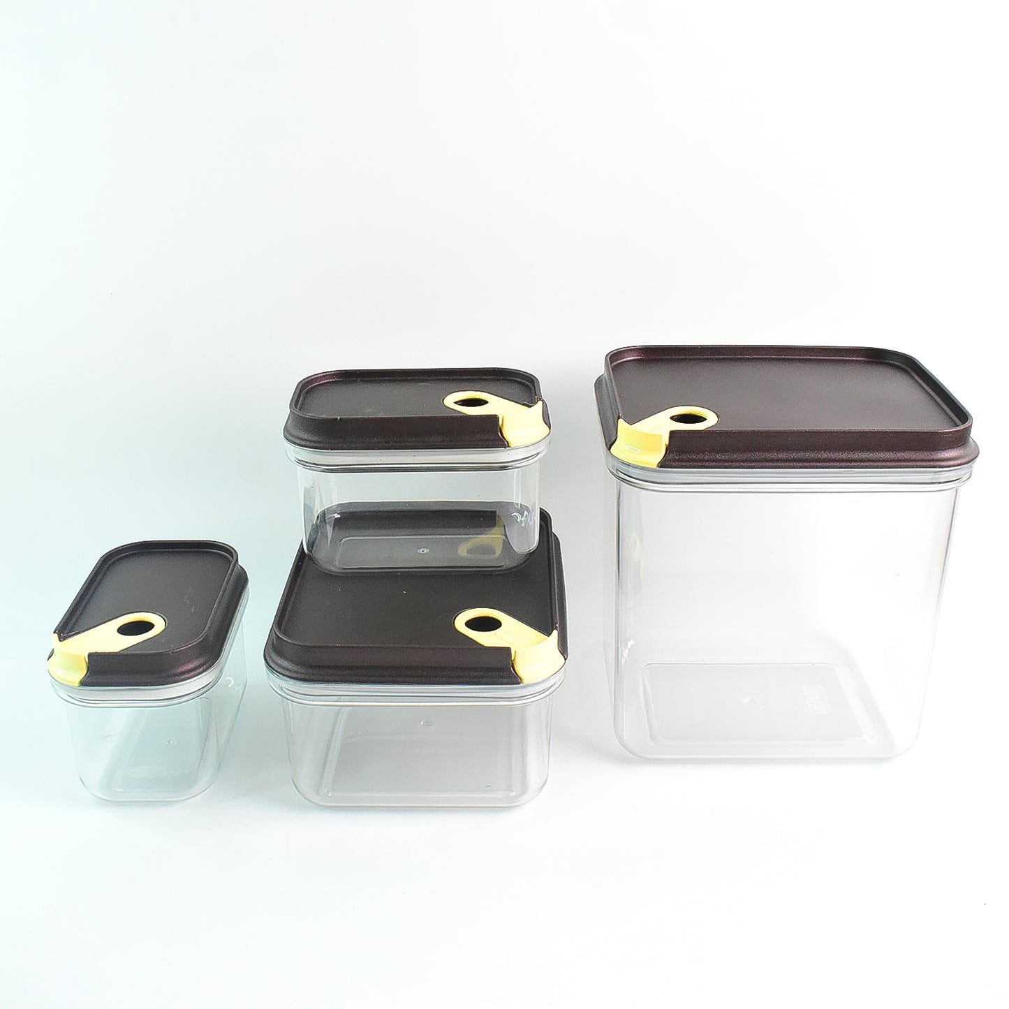 Set of four Wukusy Ritu Push N Lock airtight food storage containers for kitchen organization and freshness.