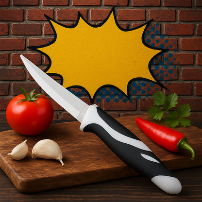 Wukusy Ritu Sharp stainless steel zebra kitchen knife with a sleek blade, ideal for precise slicing and kitchen prep.