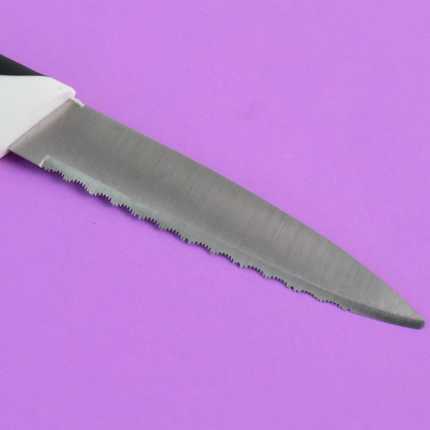Wukusy Ritu stainless steel zebra kitchen knife with serrated blade, ideal for slicing fruits and bread in home and kitchen use.
