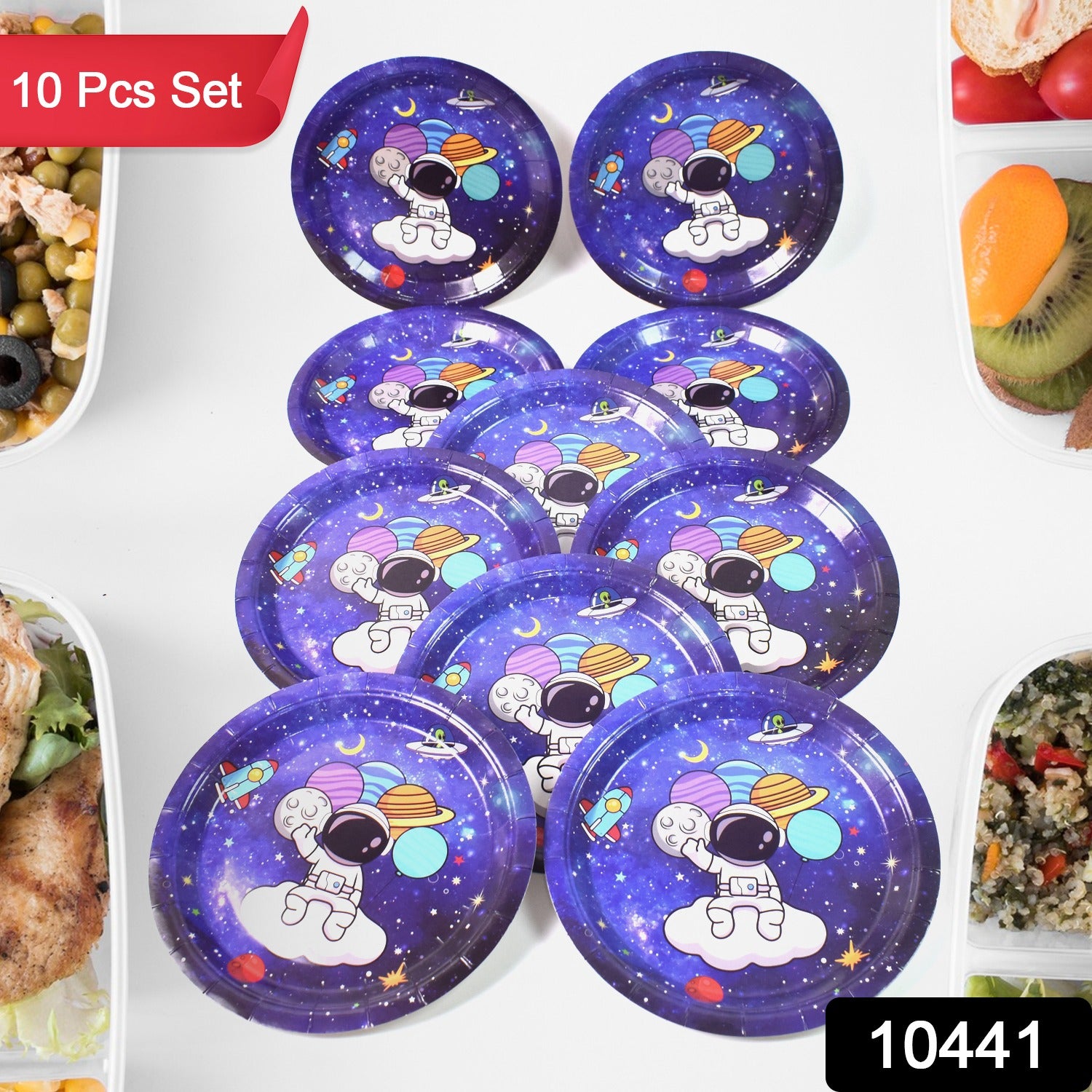 Set of 10 Wukusy disposable paper round plates with colorful birthday-themed designs for home and kitchen use.