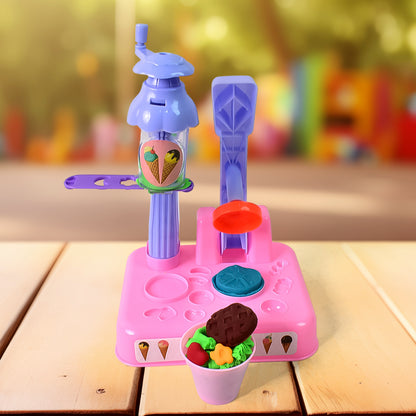 Wukusy Scoop and Play Set with colorful dough for kids, includes ice cream maker machine and 36-piece play toy set.