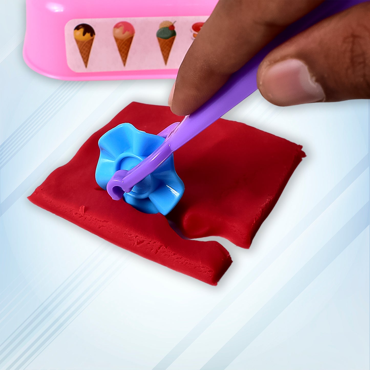 Wukusy Scoop and Play Set with colorful dough for kids, includes ice cream maker machine and 36 play toys for creative fun.