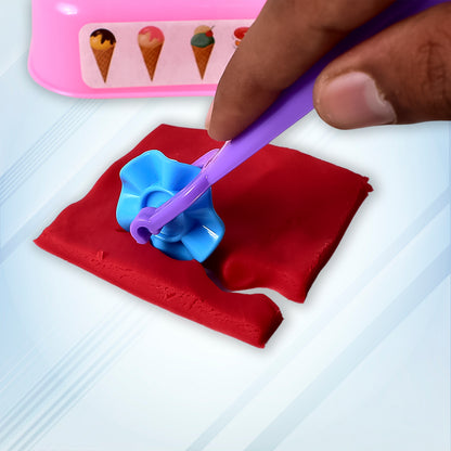 Wukusy Scoop and Play Set with colorful dough for kids, includes ice cream maker machine and 36 play toys for creative fun.