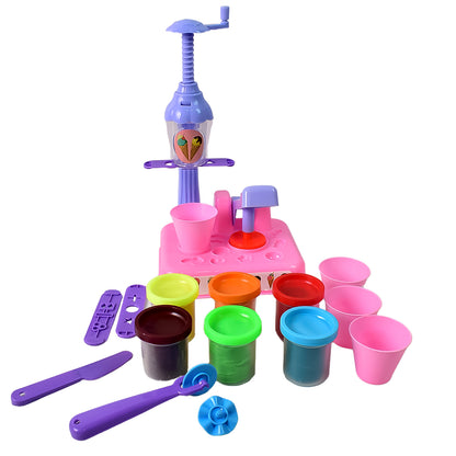 Wukusy Scoop and Play Set with colorful dough for kids, includes 36-piece ice cream maker and play toys for creative fun.