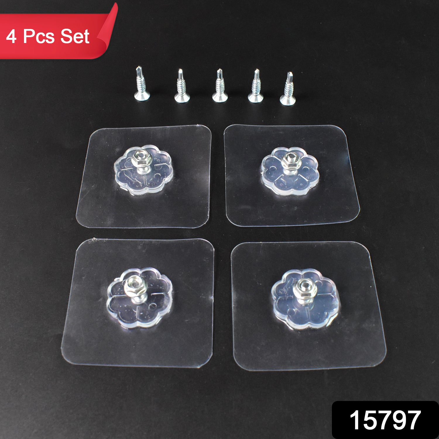 Set of four Wukusy self-adhesive hooks with screw, nut, and bolt design for home and kitchen organization.