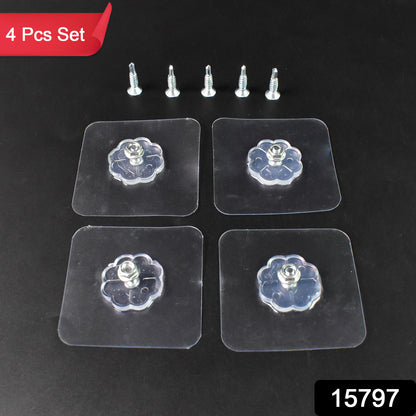 Set of four Wukusy self-adhesive hooks with screw, nut, and bolt design for home and kitchen organization.