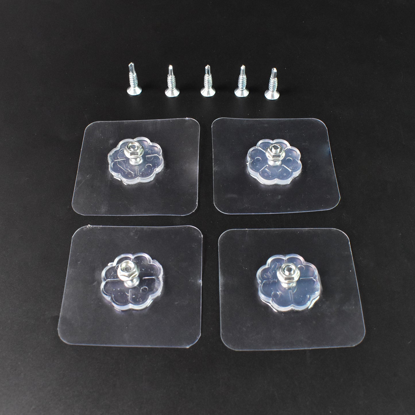Set of four Wukusy self-adhesive hooks with screw, nut, and bolt design for home and kitchen organization.