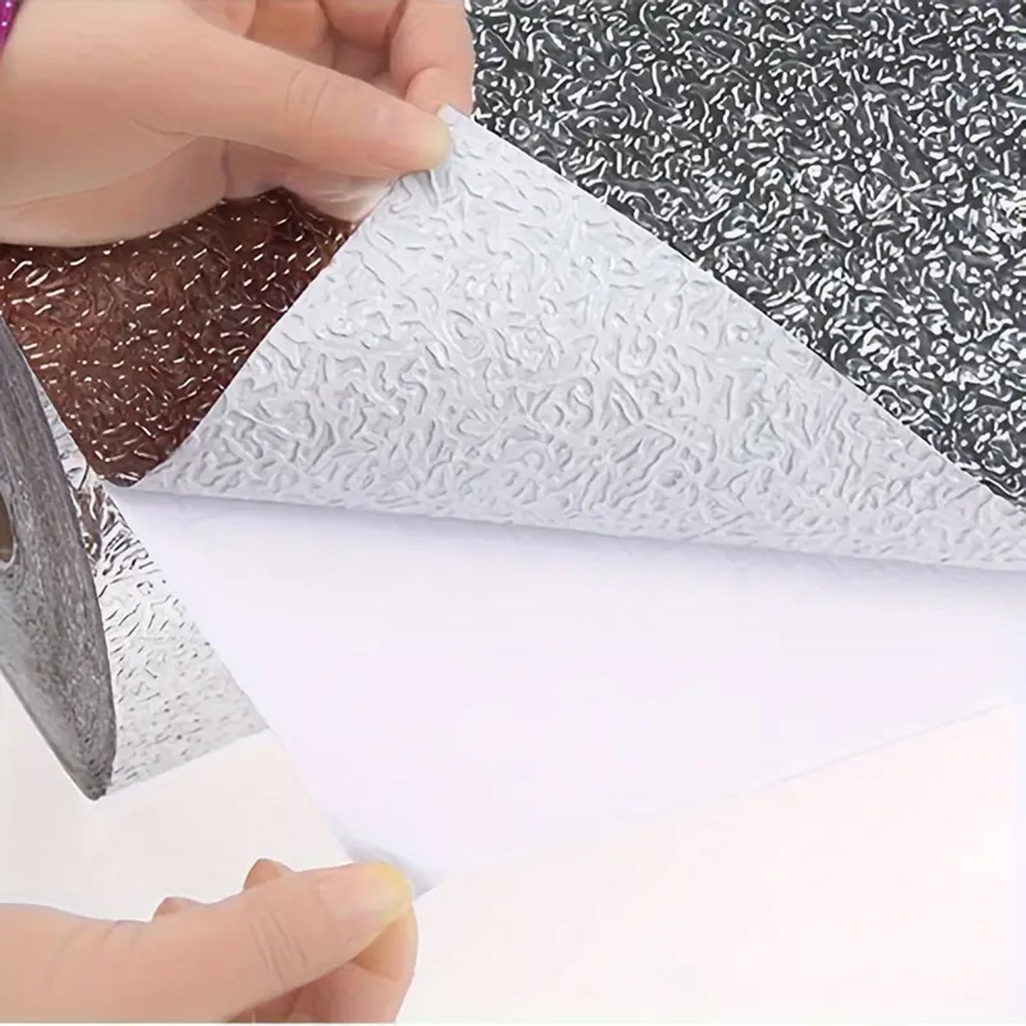 Wukusy self-adhesive aluminum foil kitchen backsplash wallpaper, 60x200 cm, easy to install wall protection for home kitchen decor.