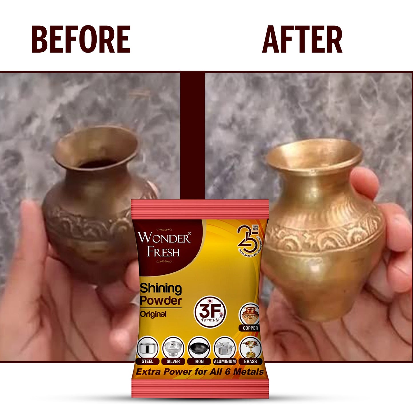 Wukusy Shining Powder cleaner for copper, brass, silver, aluminum, iron, and steel, removes tarnish and oxidation, 200g container.