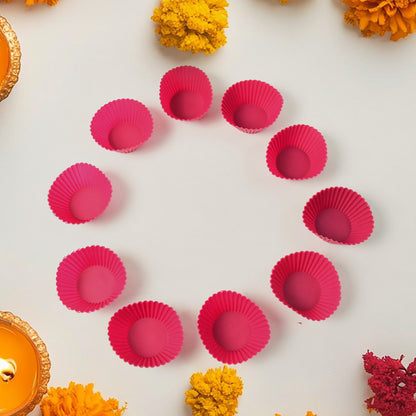 Set of 10 Wukusy silicone cupcake molds for baking, flexible and non-stick for home and kitchen use.