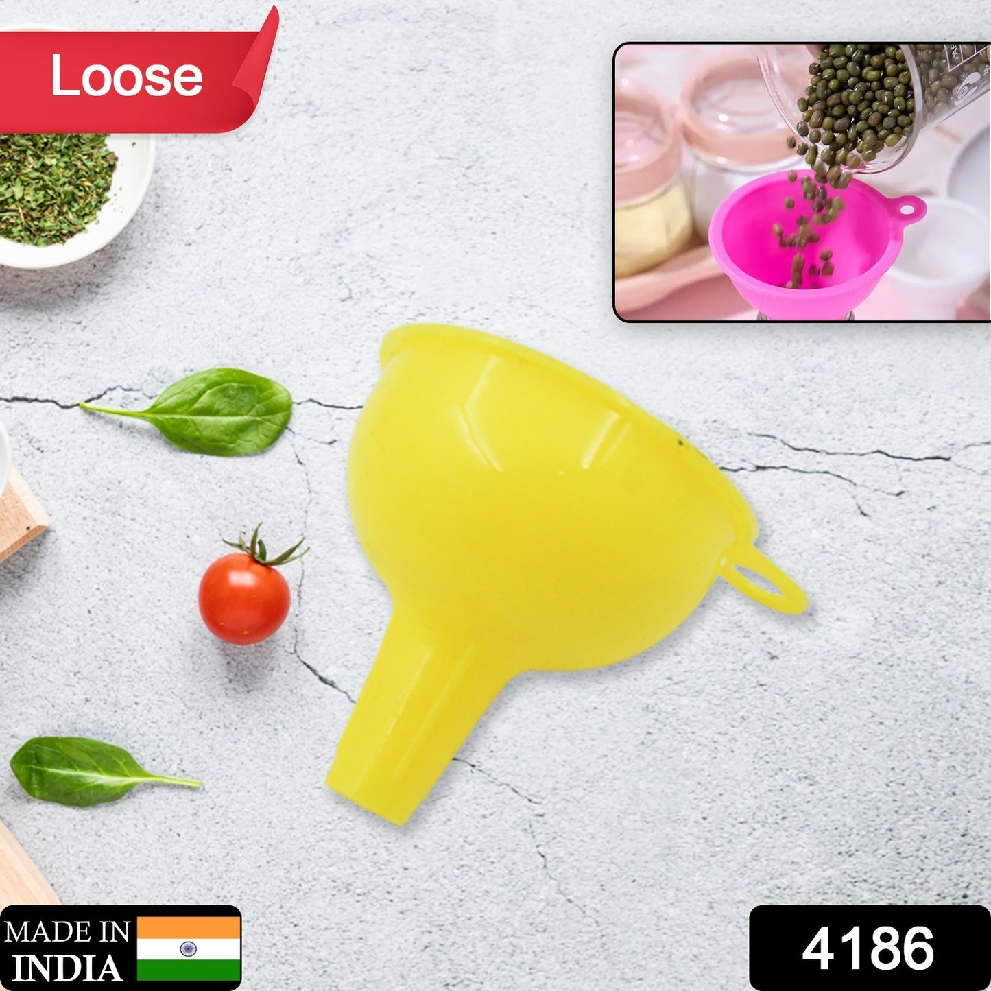 Wukusy food-grade silicone funnel for pouring oil, sauce, water, juice, and small food grains in kitchen and home use.