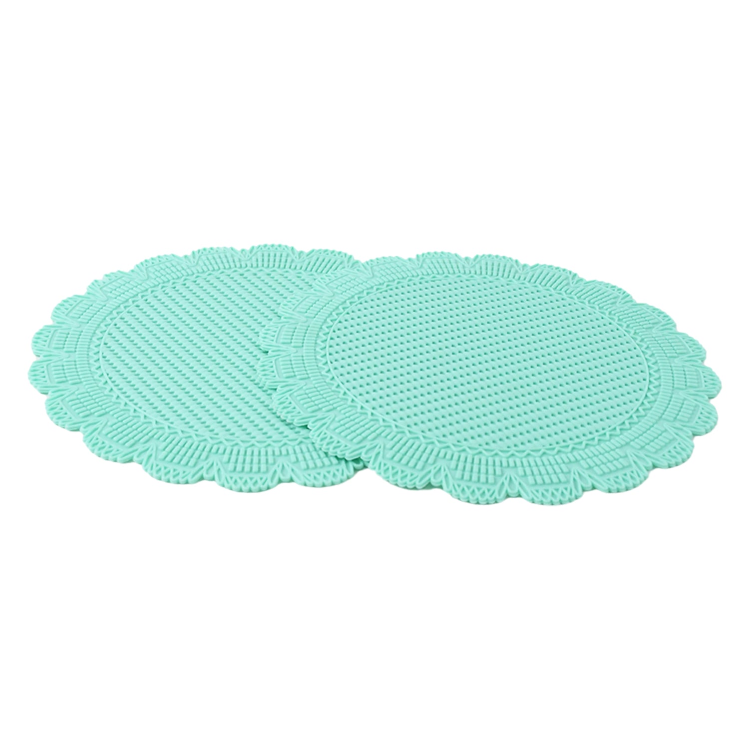 Set of two Wukusy silicone round heat-resistant mats for home and kitchen use, ideal for hot dishes and cookware protection.