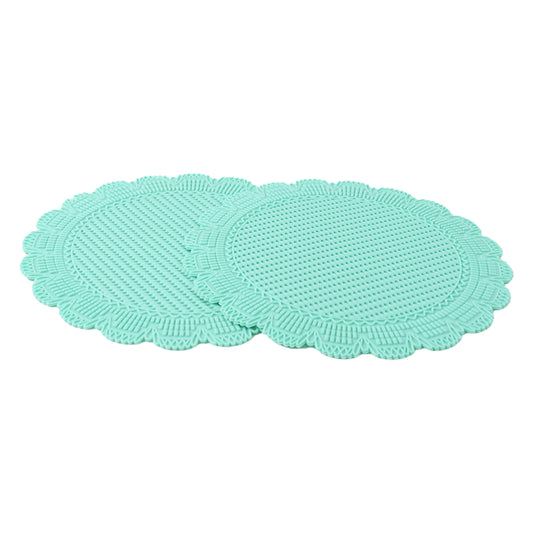 Set of two Wukusy silicone round heat-resistant mats for home and kitchen use, ideal for hot dishes and cookware protection.