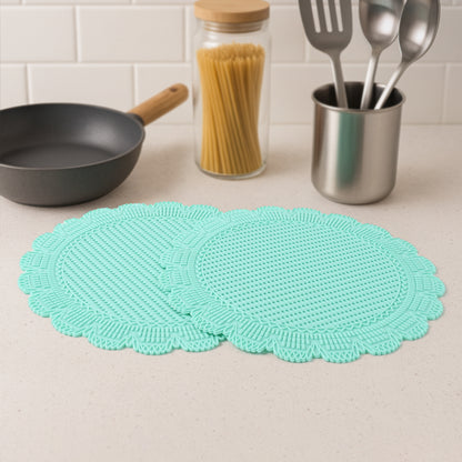 Set of two Wukusy silicone round heat-resistant mats for home and kitchen use, ideal for hot cookware and baking trays.