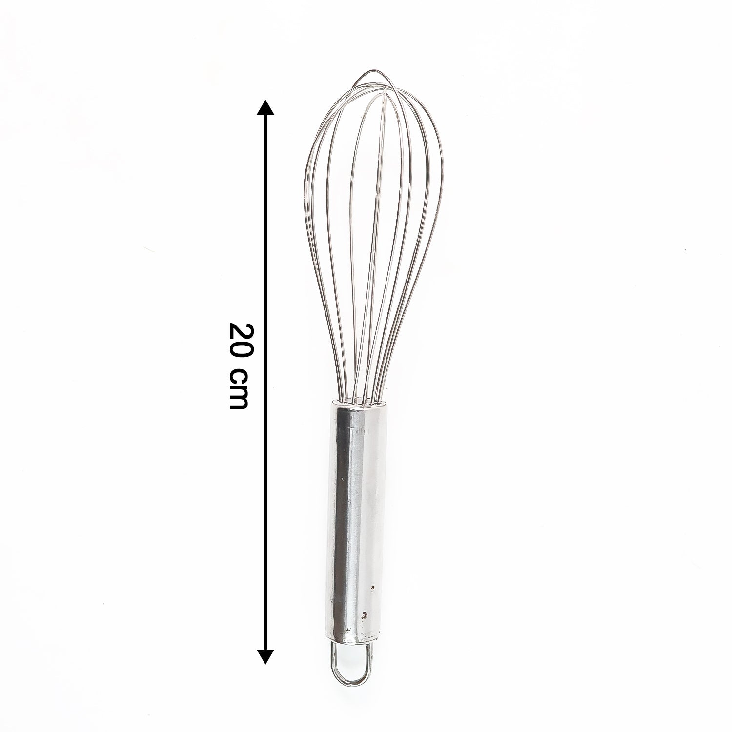 Small stainless steel balloon whisk by Wukusy, 20cm, ideal for mixing ingredients in home and kitchen cooking tasks.