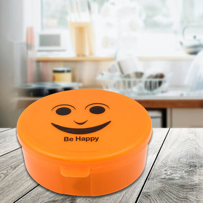 Wukusy Smily plastic lunch box with 2-in-1 spoon, small size for home or kitchen use, colorful and portable.
