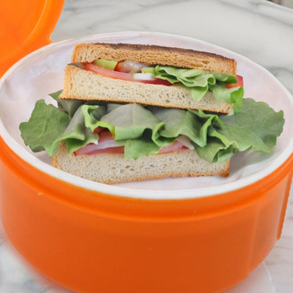 Wukusy Smily plastic lunch box with a small size and 2-in-1 spoon for convenient home and kitchen use