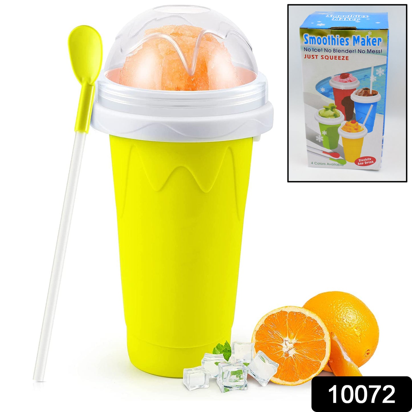 Wukusy double-layer smoothies maker cup for quick frozen drinks, featuring a squeeze design for making slushies and chilled beverages.