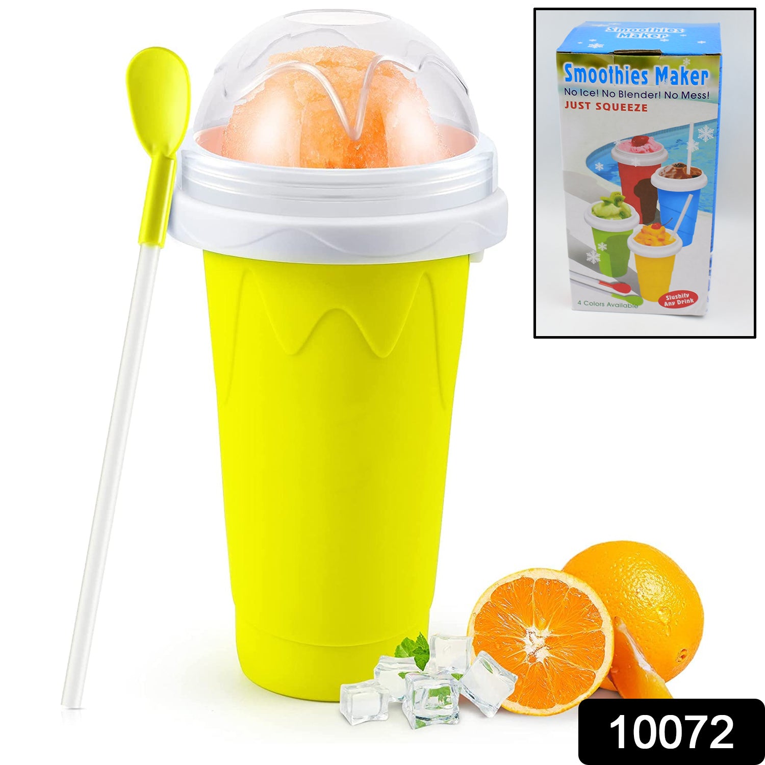 Wukusy double-layer smoothies maker cup for quick frozen drinks, featuring a squeeze design for making slushies and chilled beverages.