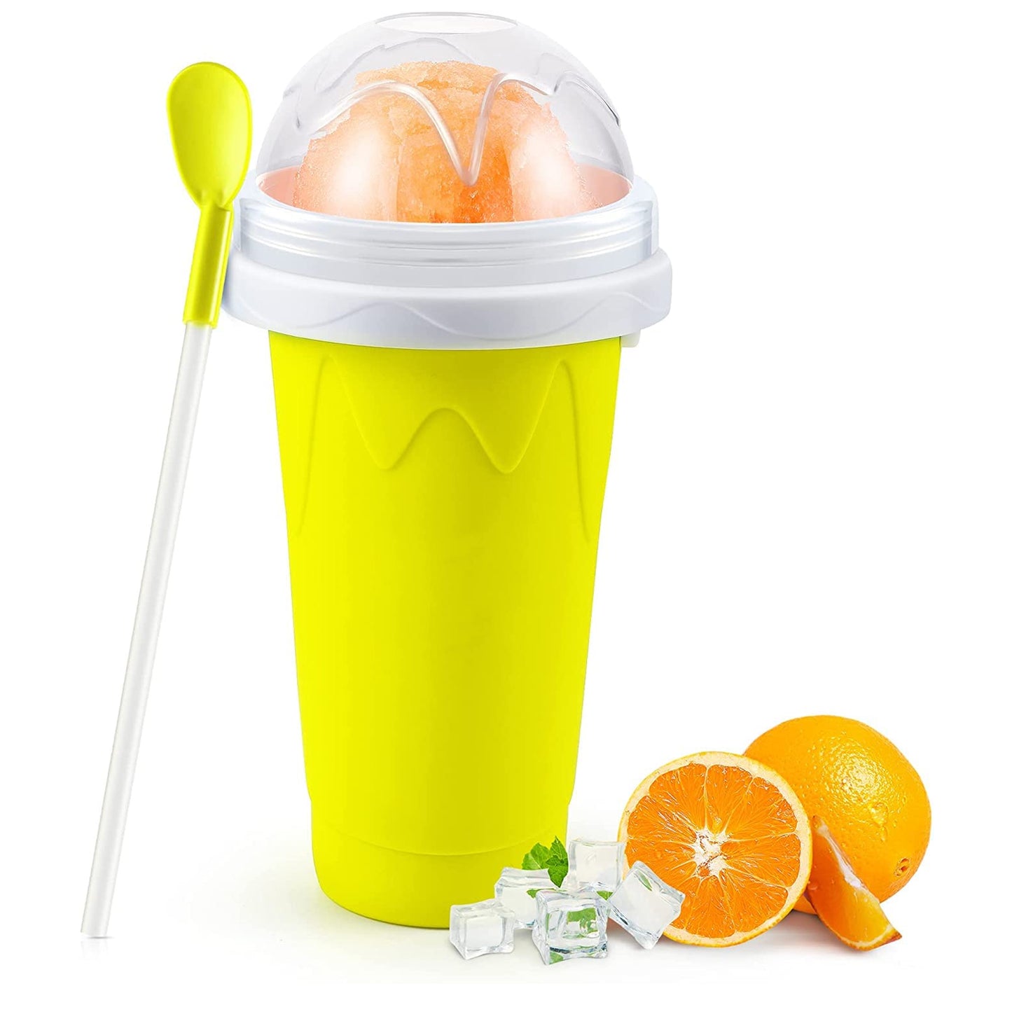 Wukusy double-layer smoothies maker cup with cooling and squeeze design, perfect for quick frozen smoothies and slushies.