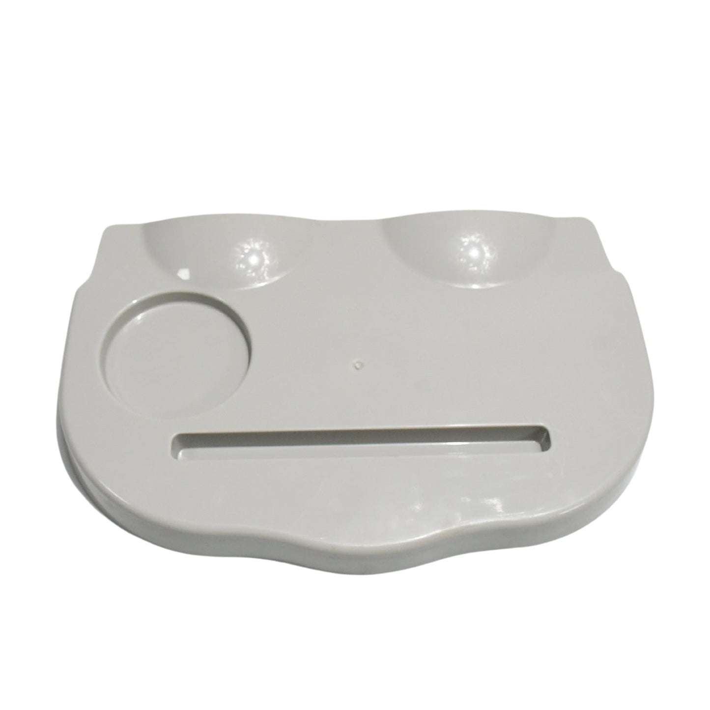 Wukusy snack caddy tray with drink cup holder, perfect for movie nights, made of durable plastic with compartments for snacks and drinks.